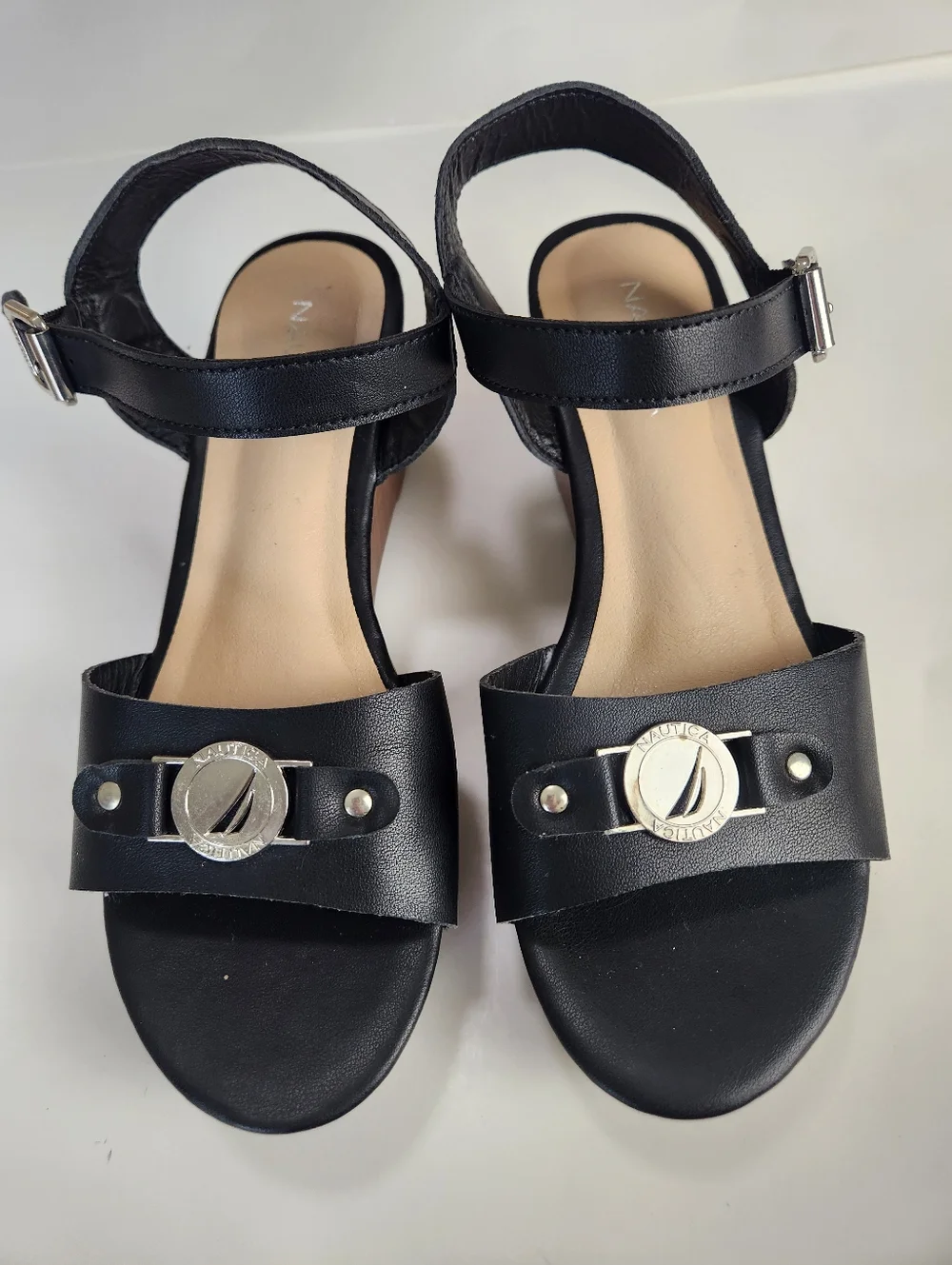 NAUTICA Danvers Black Strappy Lighweight Platform Wedge Summer Sandal  Size 6